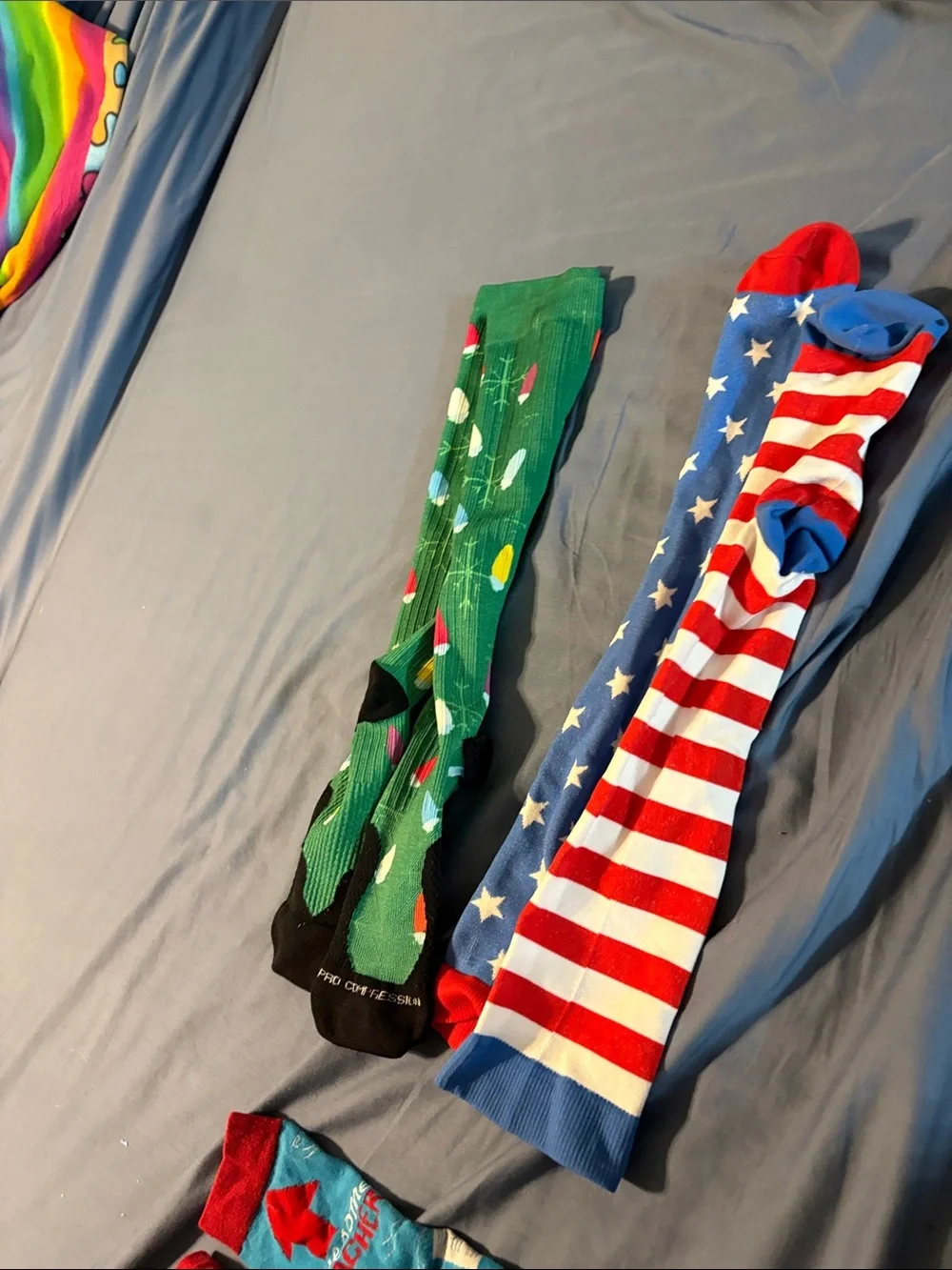 Unisex Multi-Color Novelty compression Socks Pack for holidays and teachers.
